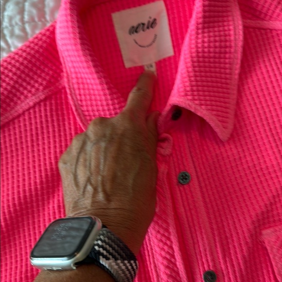 Aerie Pink Button Down Shirt - Picture 2 of 6